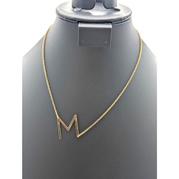 Marked 925 Sterling Vermeil Initial 'M' Pendant Chain 18" Necklace - Picture 1 of 6